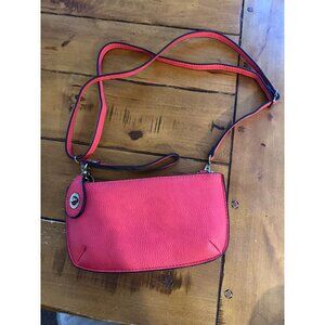 Joy Red Leather Crossbody Bag With Turn Lock Closure & Adjustable Strap